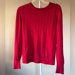 Vintage Christian Dior Pink Red Women's Crew Cable Knit Neck Sweater - M